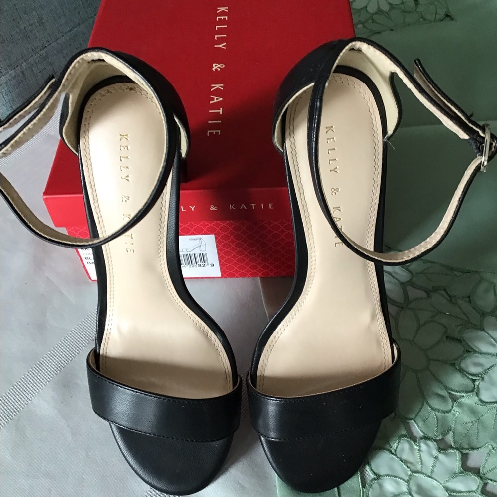Kelly & Katie Black Ankle Strap Heels